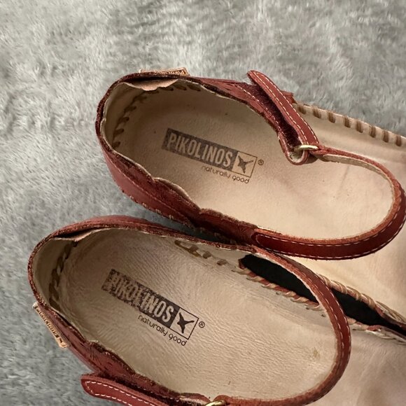 Pikolinos Puerto Vallarta Closed Toe Sandals Shoes Red Leather 41 US 10.5 11 - Picture 3 of 8